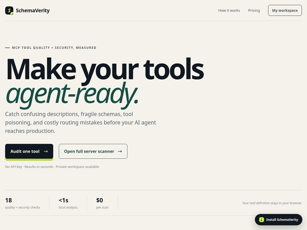 Landing-page snapshot of toolready.dev