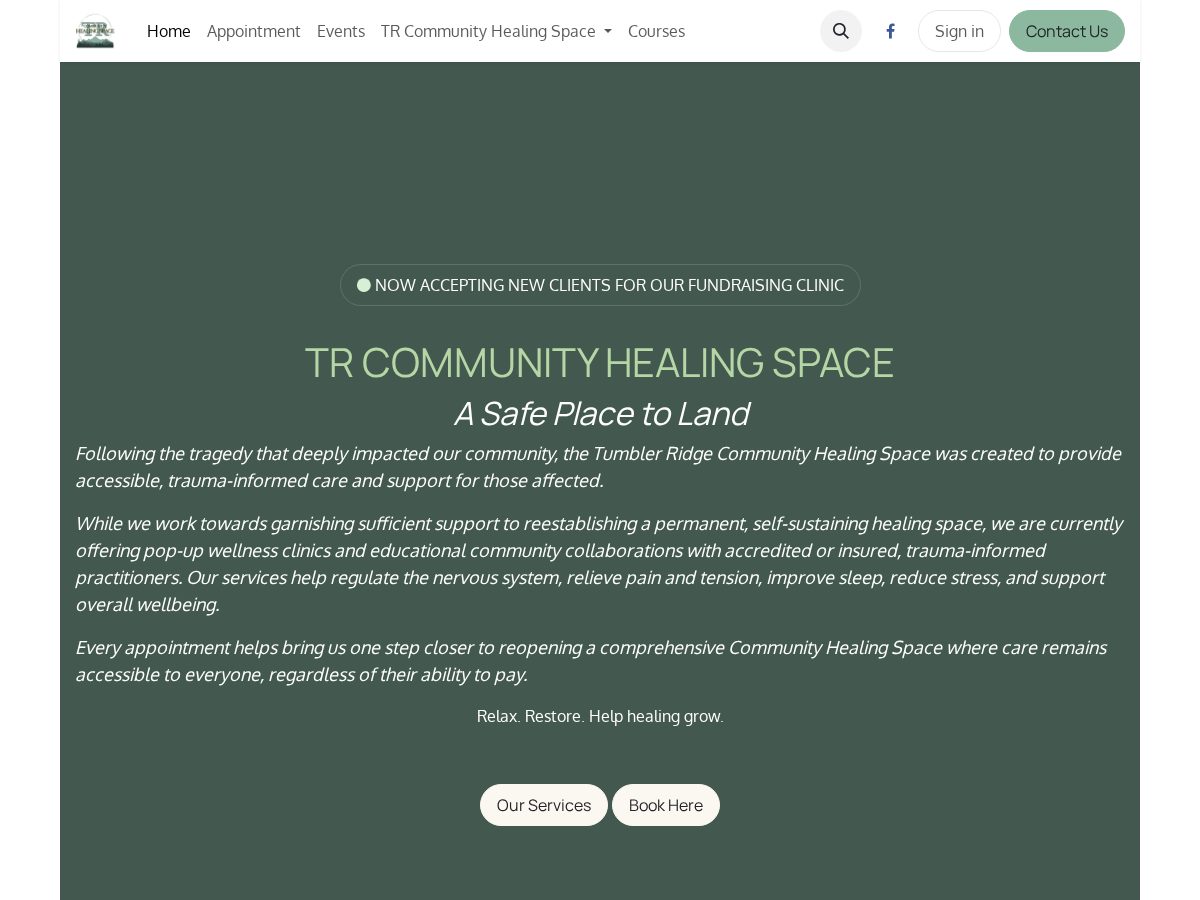 Landing-page snapshot of trchs.org