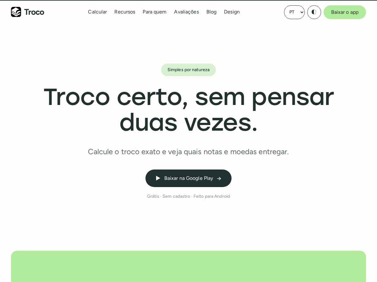 Landing-page snapshot of troco.net