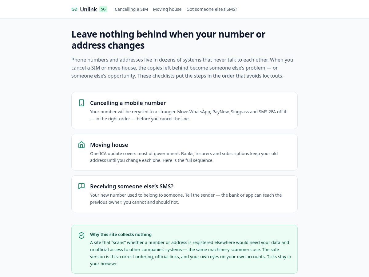 Landing-page snapshot of unlink.page