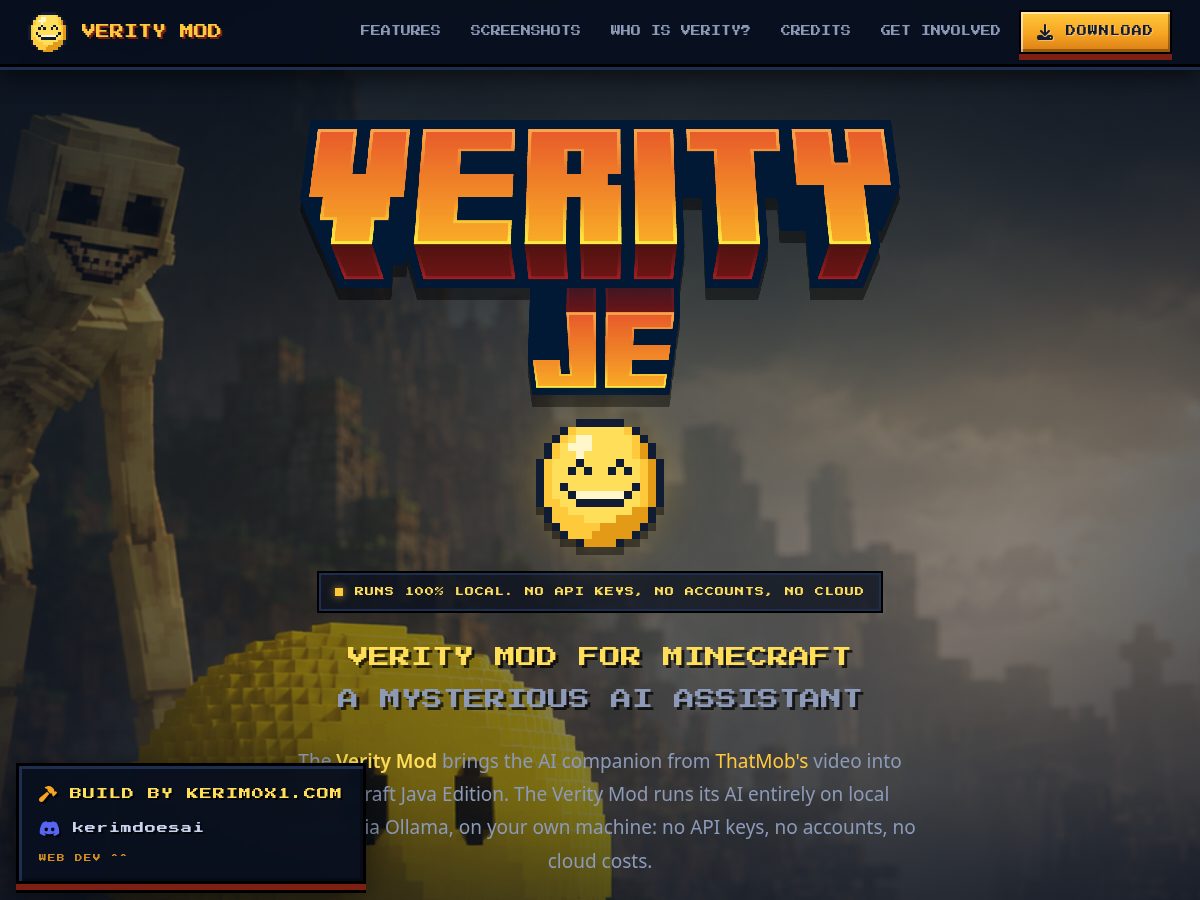 Landing-page snapshot of verityje-mod.com