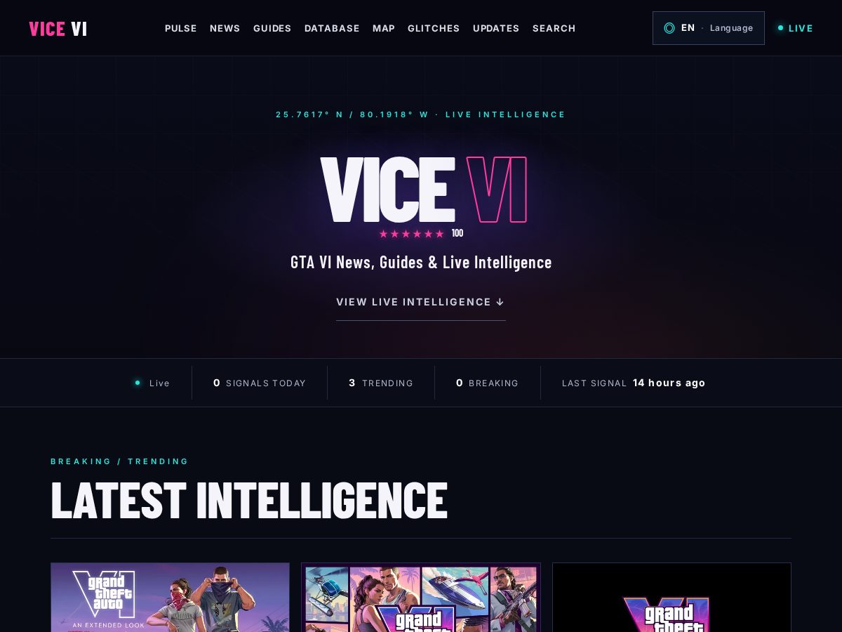 Landing-page snapshot of vicevi.city