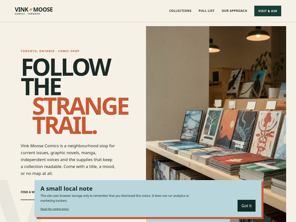 Landing-page snapshot of vinkmoose.com
