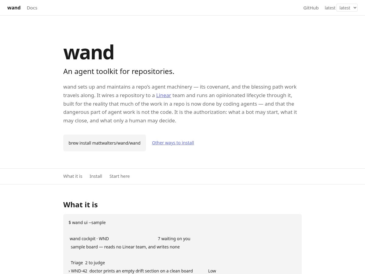 Landing-page snapshot of wandcli.com