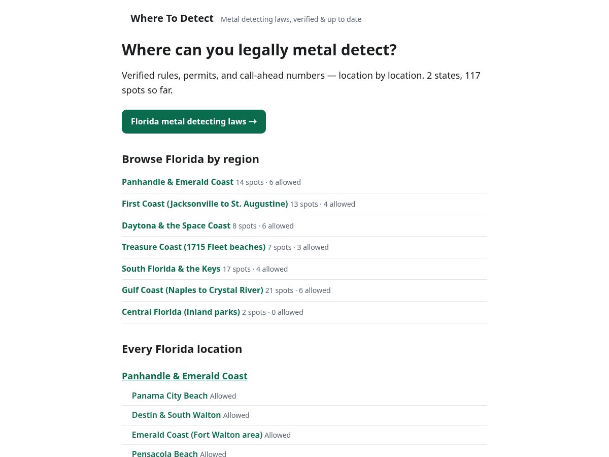 Landing-page snapshot of wheretodetect.org