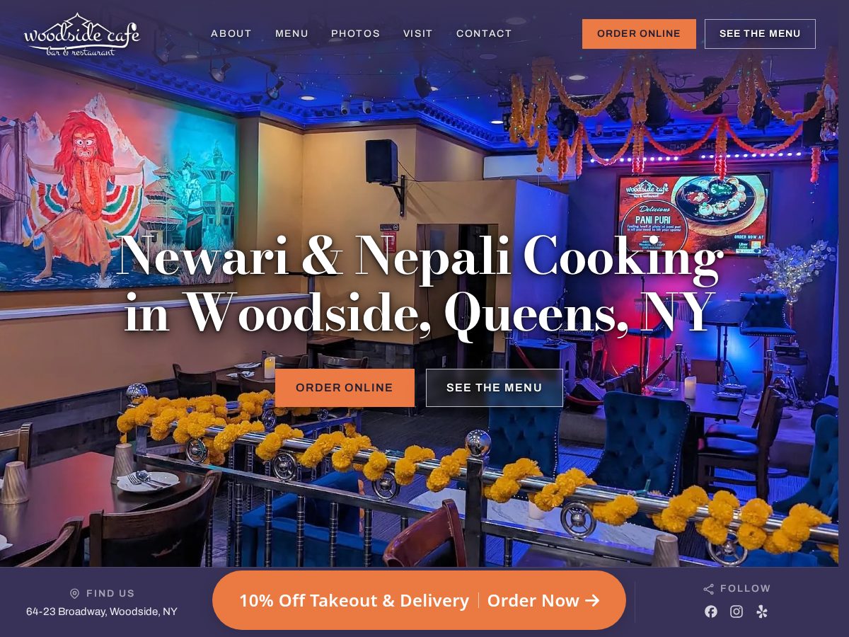Landing-page snapshot of woodsidecafenyc.com