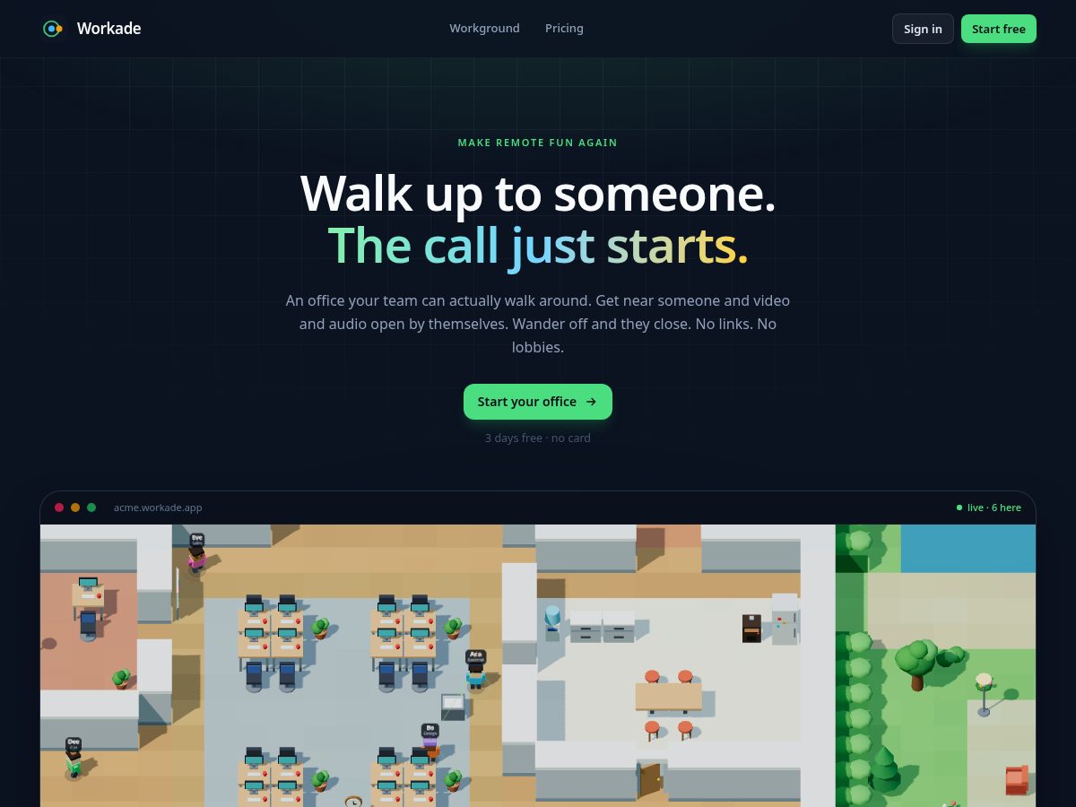 Landing-page snapshot of workade.app