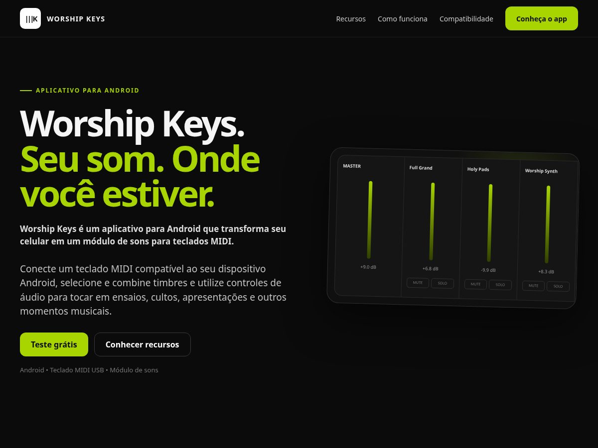 Landing-page snapshot of worshipkeys.app