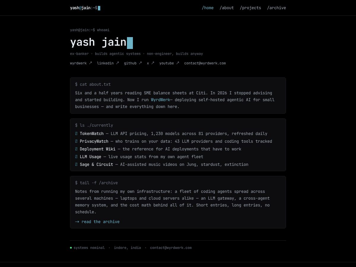 Landing-page snapshot of yash-jain.xyz