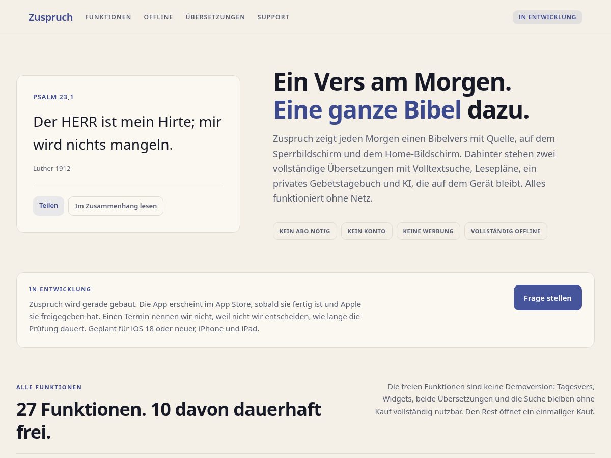 Landing-page snapshot of zuspruch.app