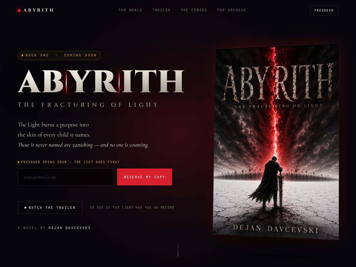 Landing-page snapshot of abyrith.com