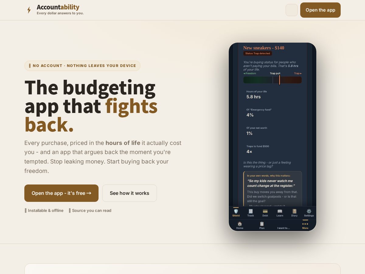 Landing-page snapshot of accountability.money