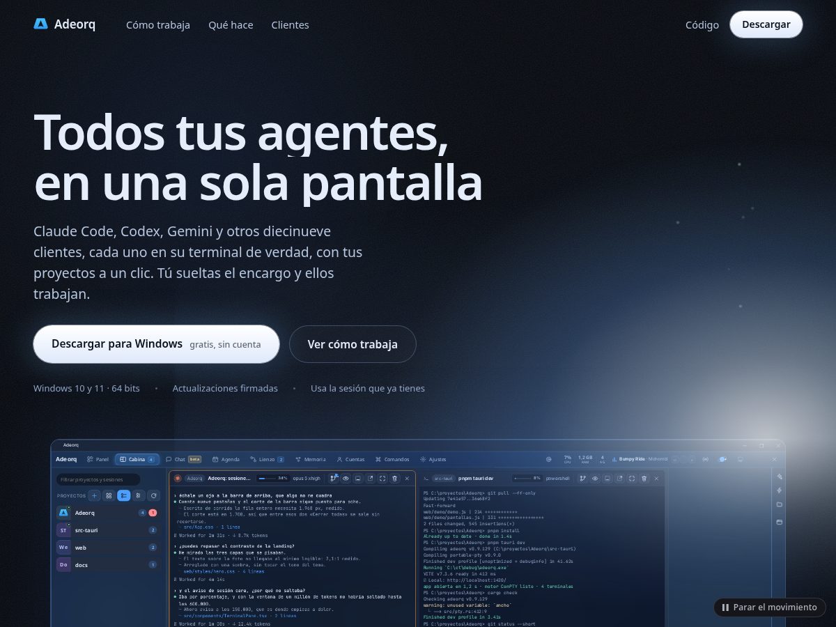 Landing-page snapshot of adeorq.com