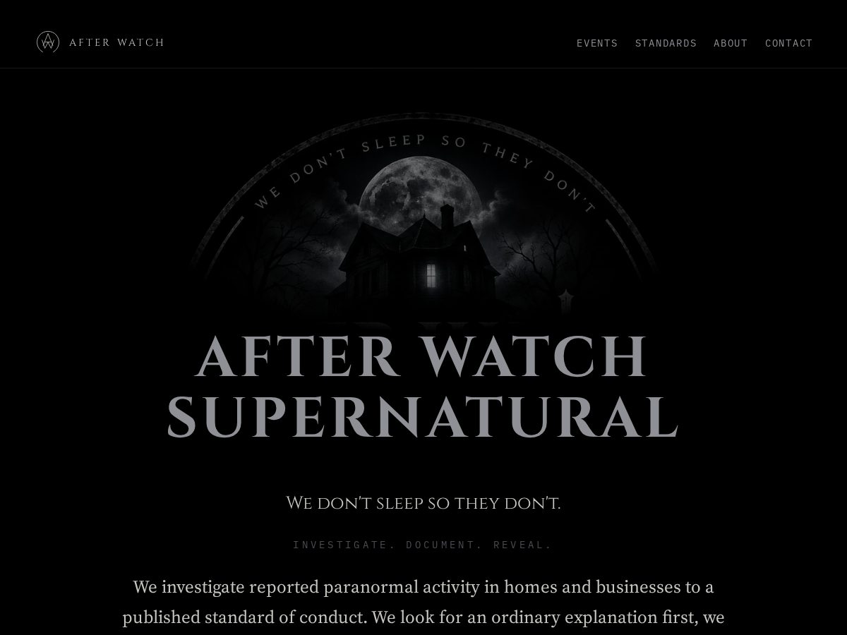 Landing-page snapshot of afterwatchsupernatural.com