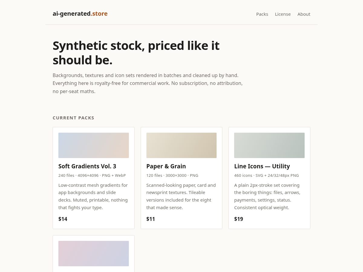 Landing-page snapshot of ai-generated.store