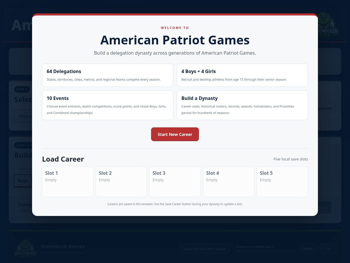 Landing-page snapshot of american-patriot-games.com