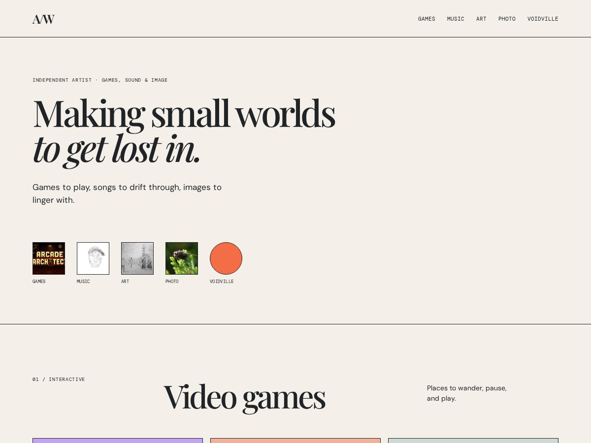 Landing-page snapshot of andrewvanwagner.com