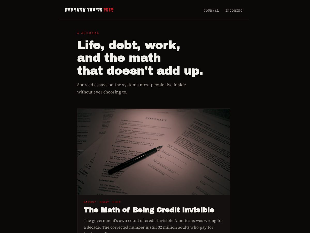 Landing-page snapshot of andthenyouredead.com