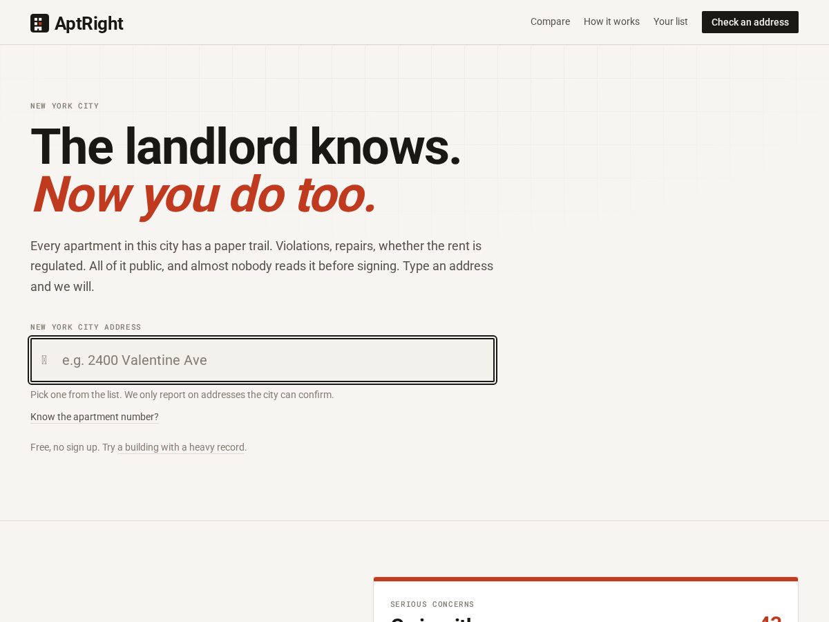 Landing-page snapshot of aptright.com