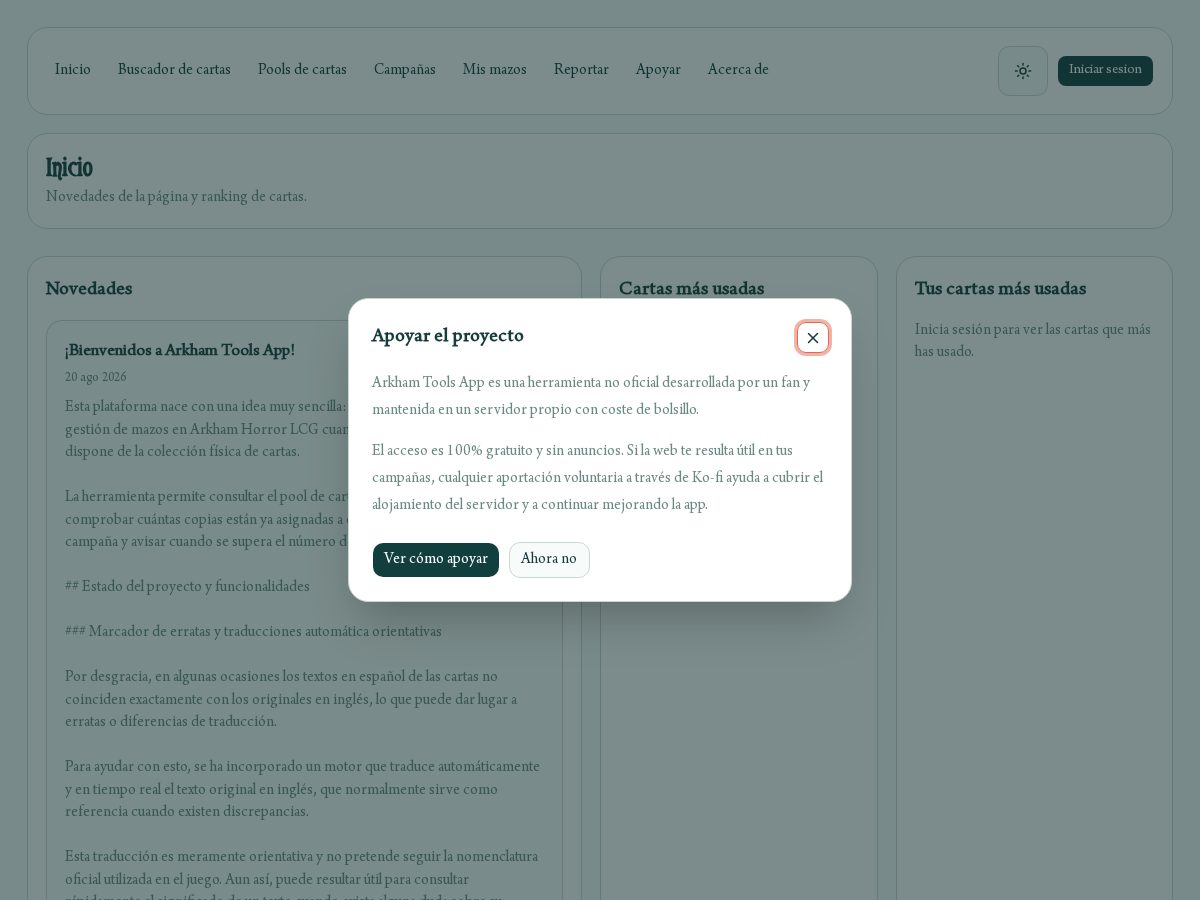 Landing-page snapshot of arkham-tools-app.com