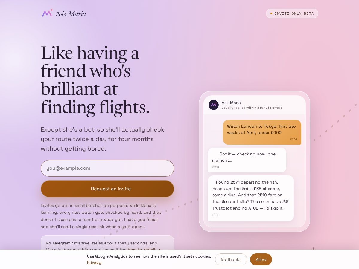 Landing-page snapshot of askmaria.app