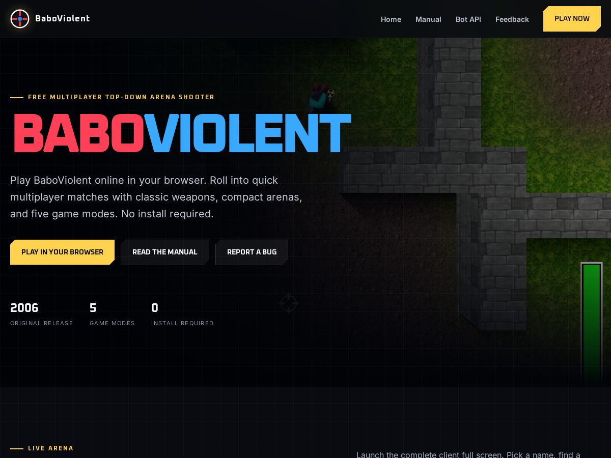 Landing-page snapshot of baboviolent.net