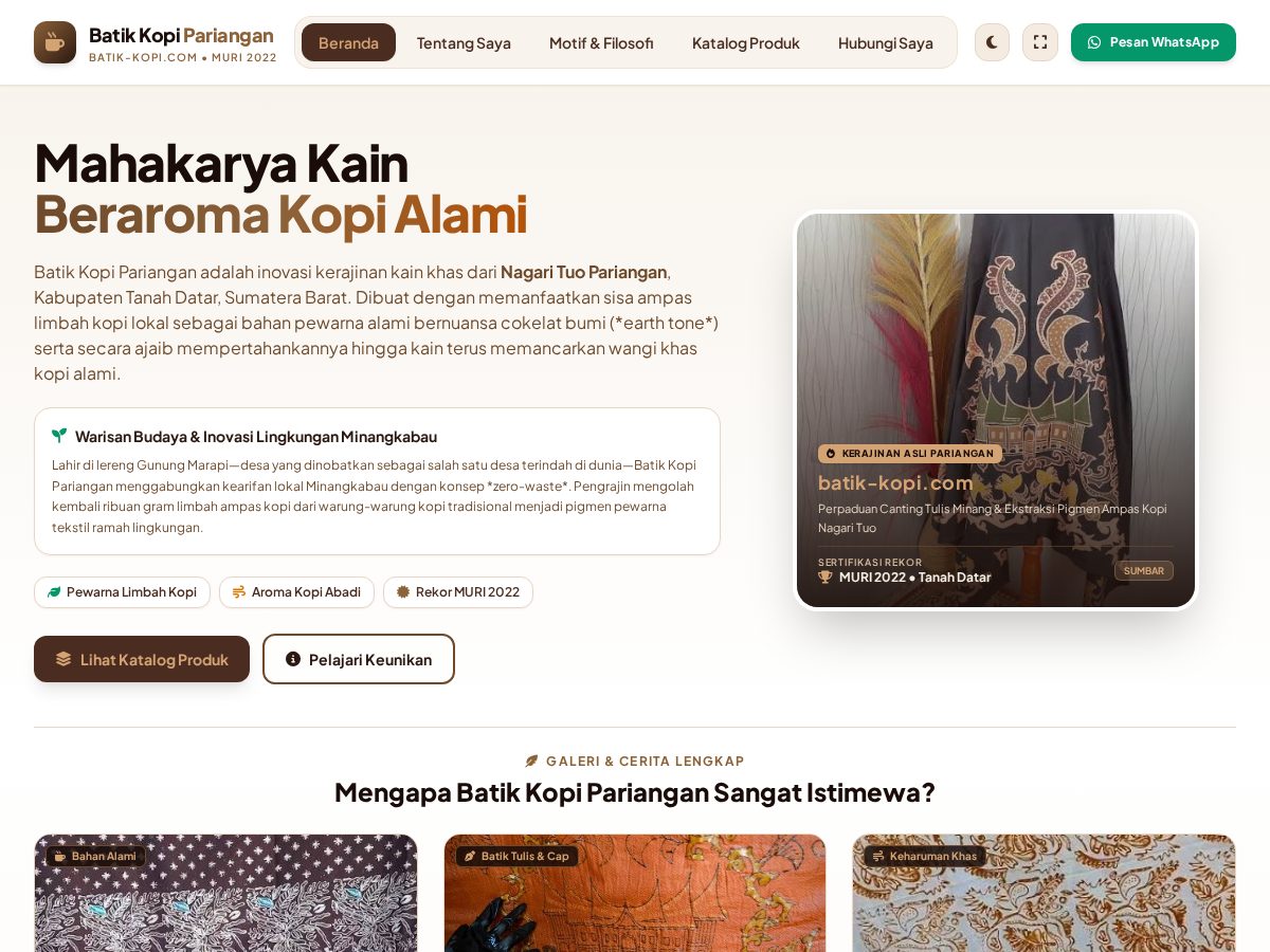 Landing-page snapshot of batik-kopi.com