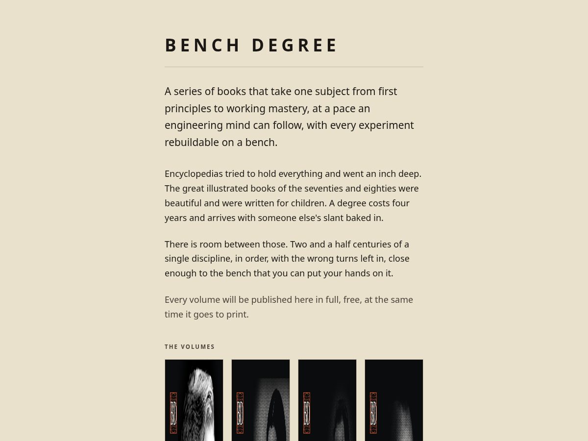 Landing-page snapshot of benchdegree.com