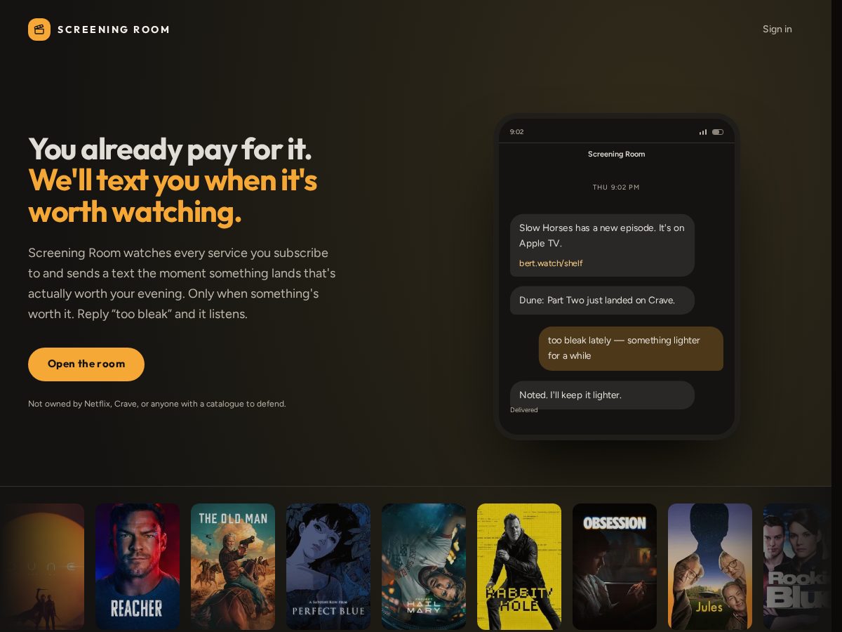 Landing-page snapshot of bert.watch