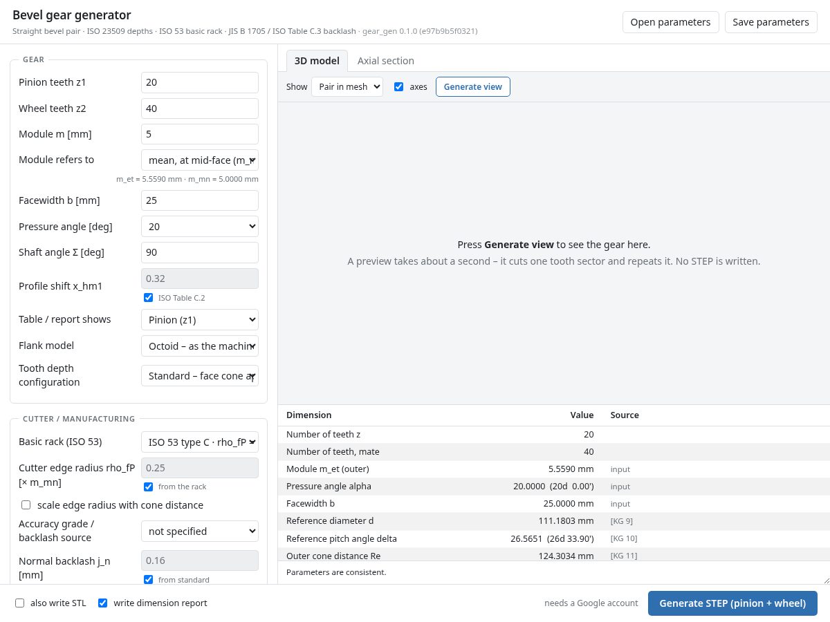 Landing-page snapshot of bevelgeargenerator.com