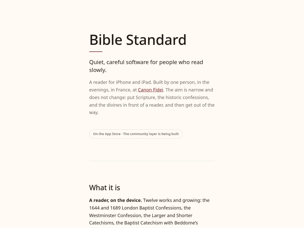 Landing-page snapshot of biblestandard.app