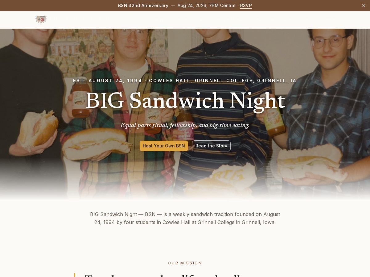 Landing-page snapshot of bigsandwichnight.org