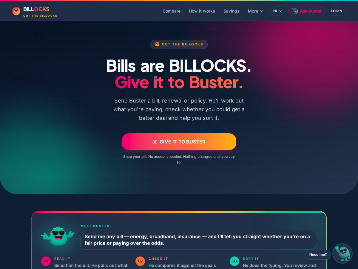 Landing-page snapshot of billocks.com