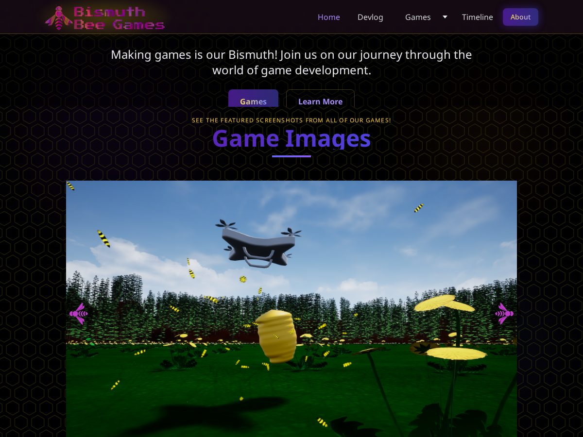 Landing-page snapshot of bismuthbeegames.com
