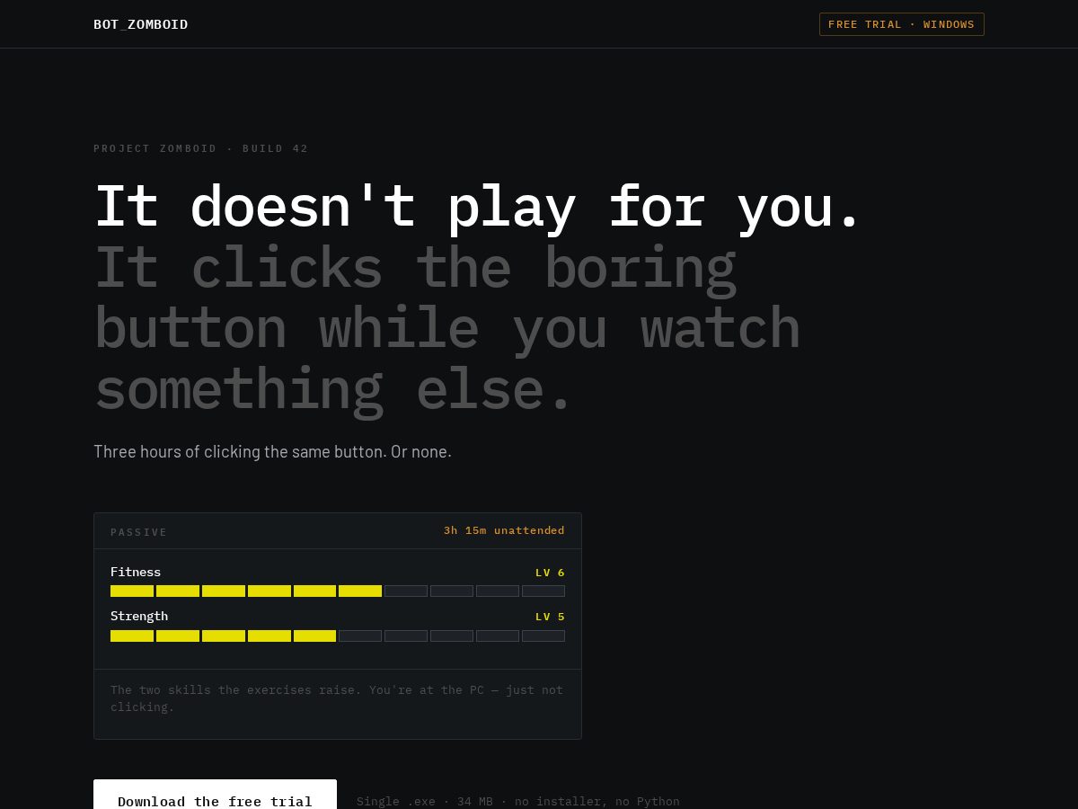 Landing-page snapshot of botzomboid.com