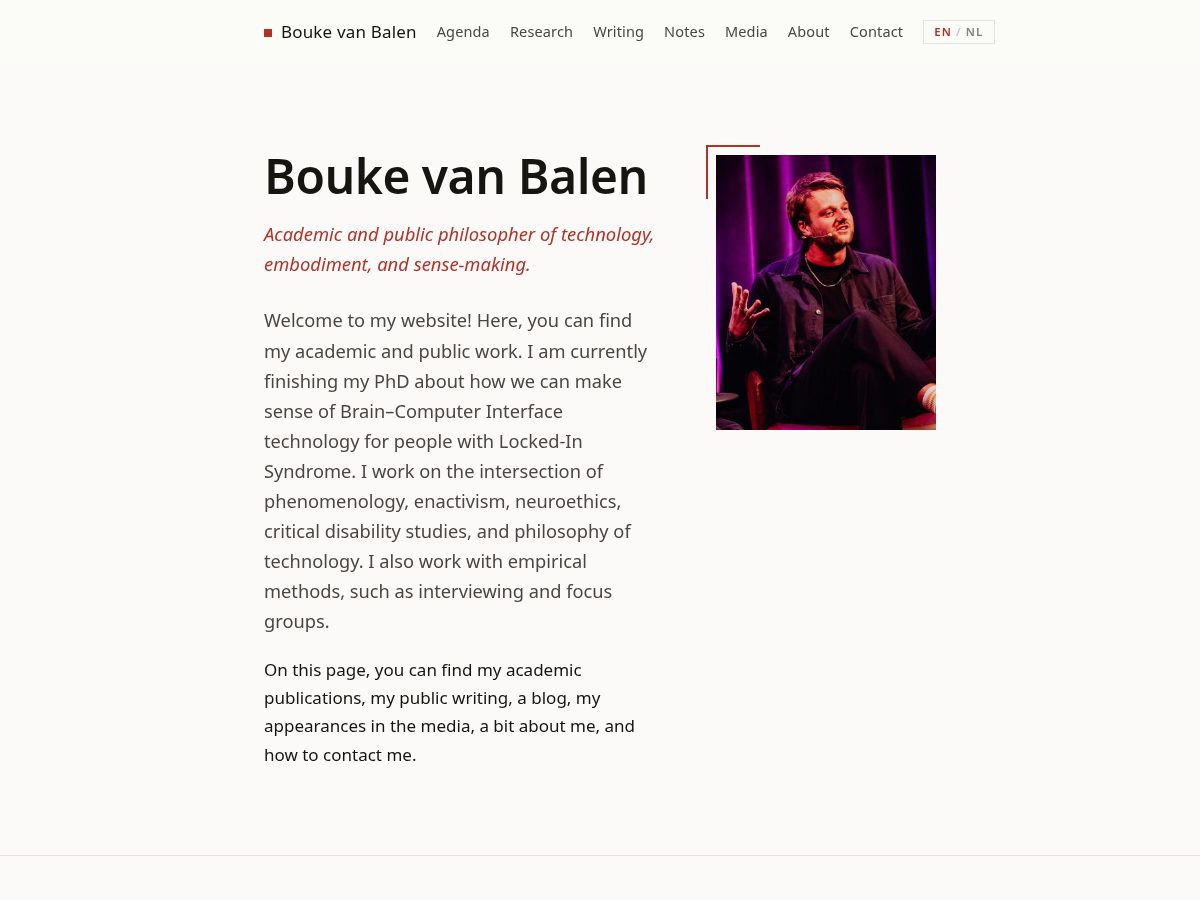 Landing-page snapshot of boukevanbalen.com