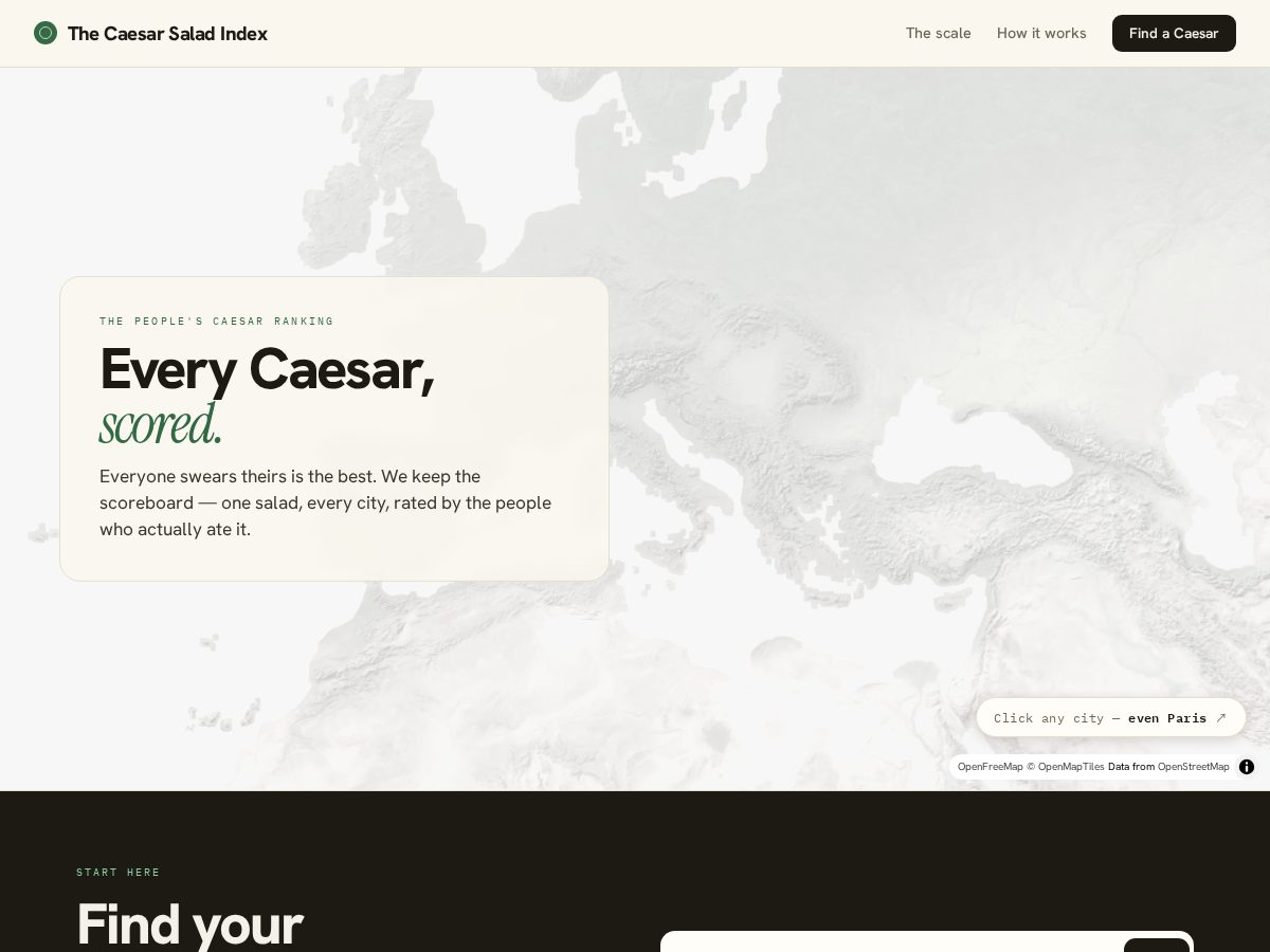 Landing-page snapshot of caesarsaladindex.com