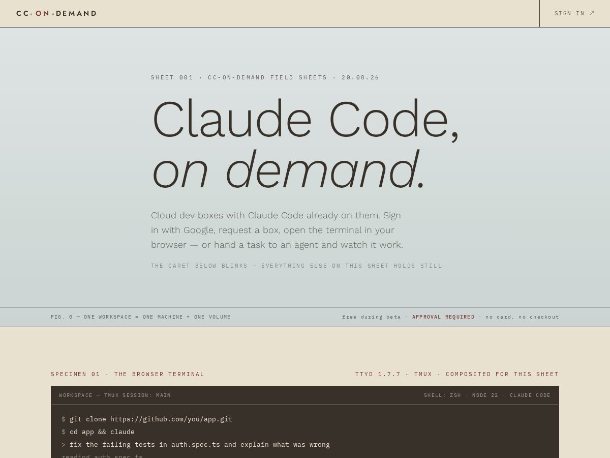 Landing-page snapshot of cc-on-demand.com