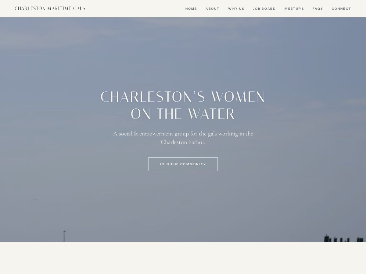 Landing-page snapshot of charlestonmaritimegals.com