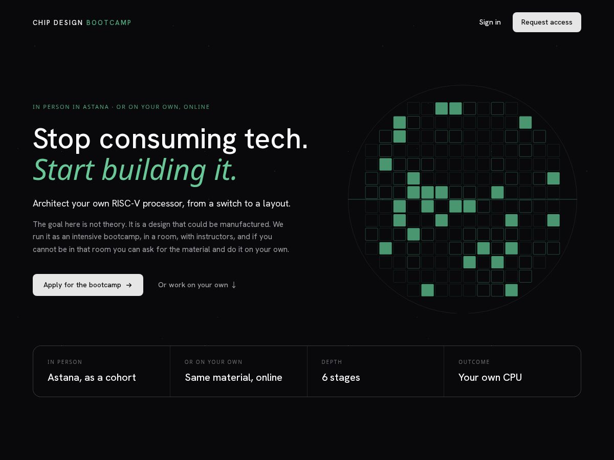 Landing-page snapshot of chipdesignbootcamp.app
