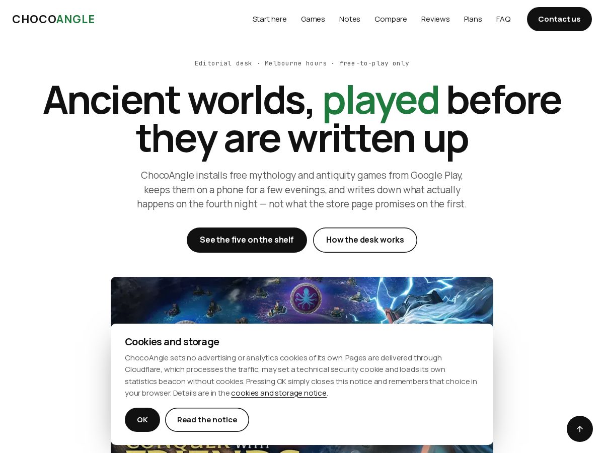 Landing-page snapshot of chocoangle.com