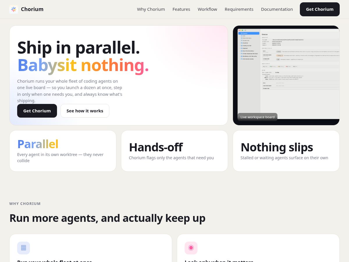 Landing-page snapshot of chorium.app