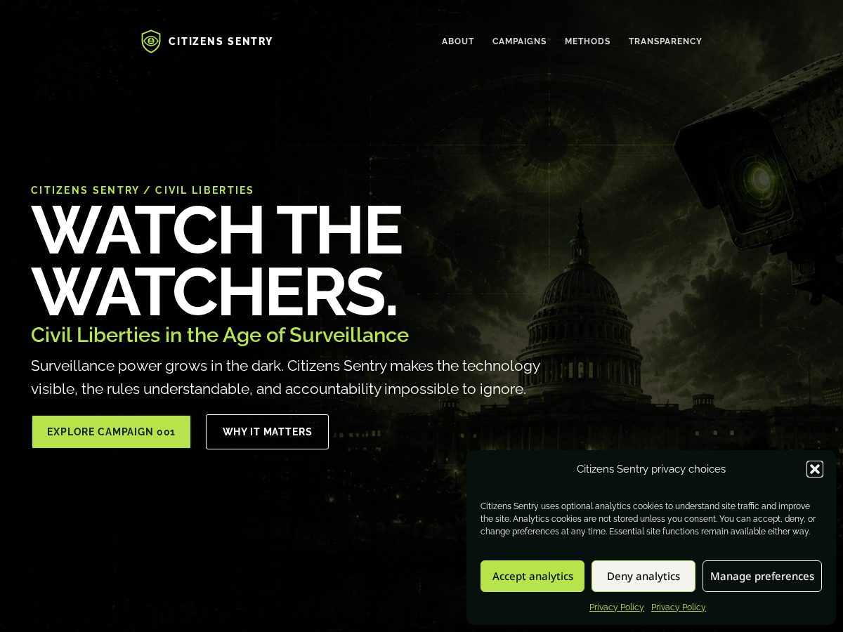 Landing-page snapshot of citizenssentry.com