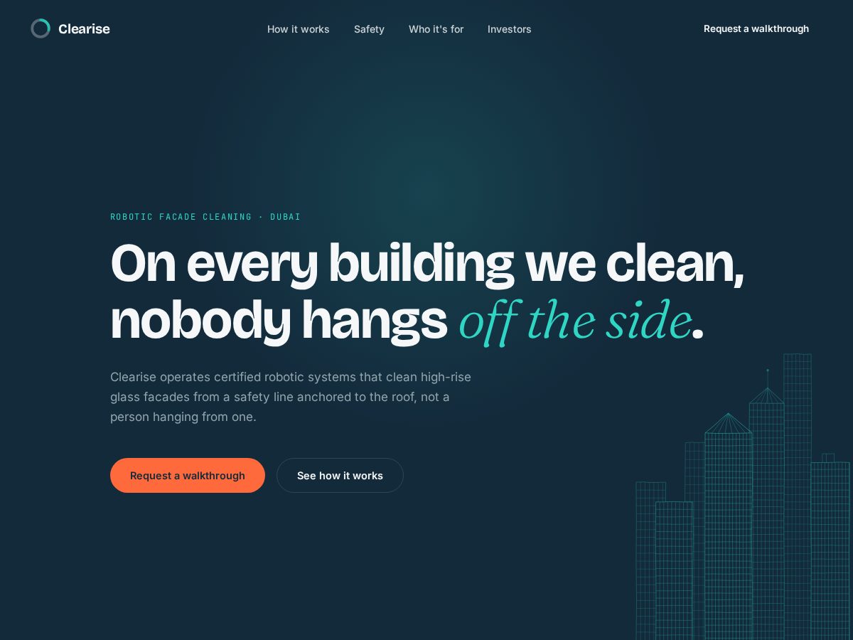 Landing-page snapshot of cleariseuae.com