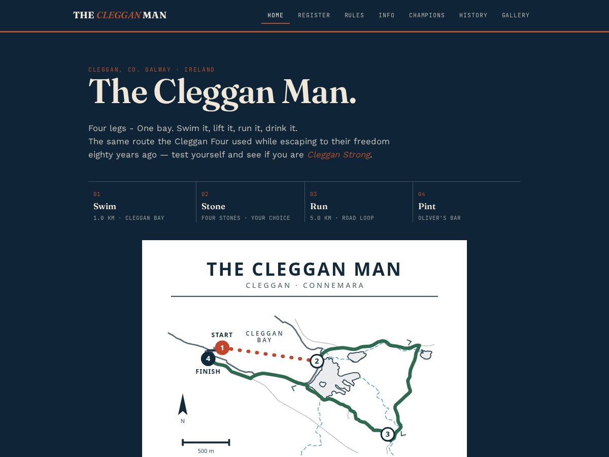 Landing-page snapshot of clegganman.com