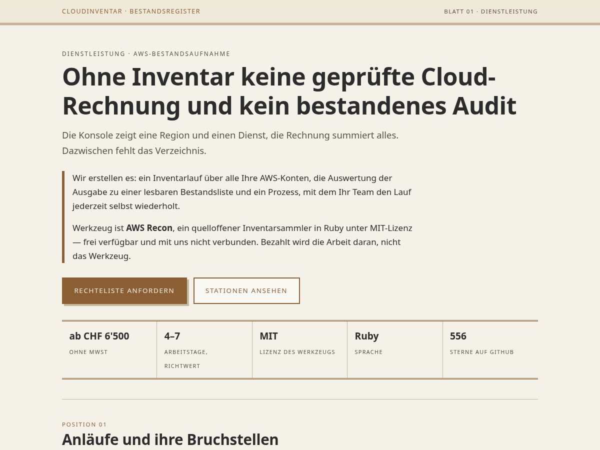 Landing-page snapshot of cloudinventar.com