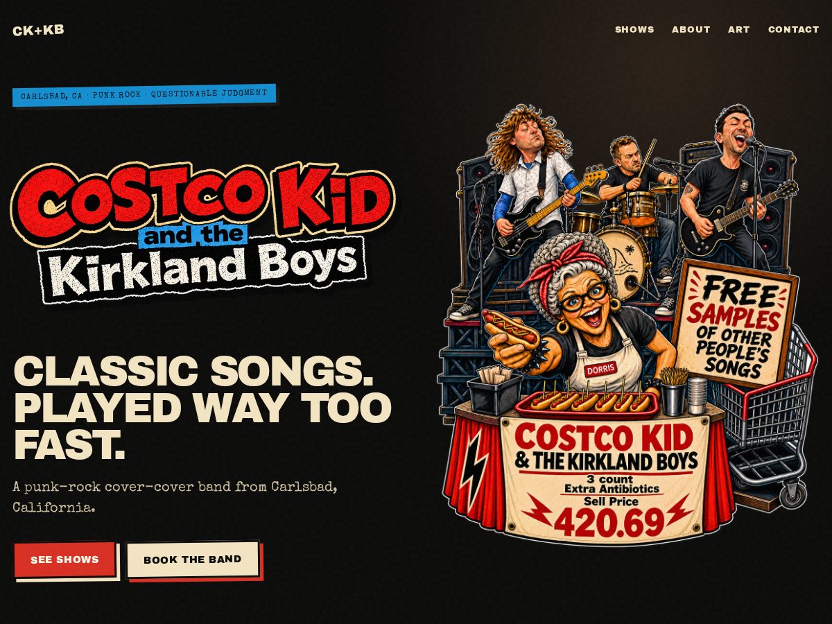 Landing-page snapshot of costcokidandthekirklandboys.com
