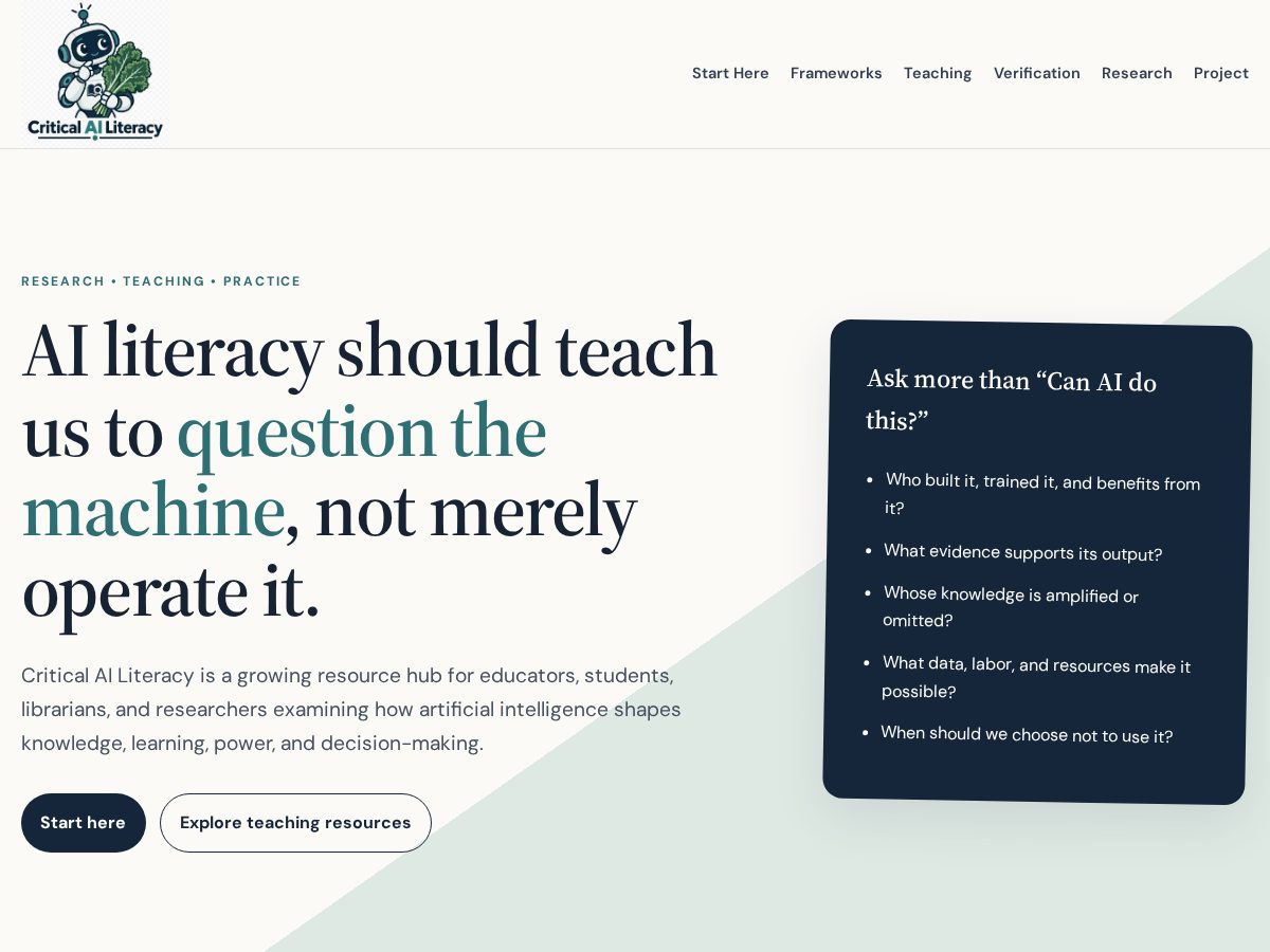 Landing-page snapshot of criticalailiteracy.net