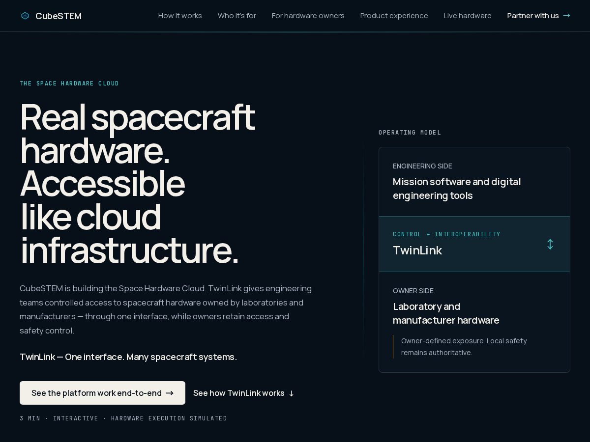 Landing-page snapshot of cubestem.space
