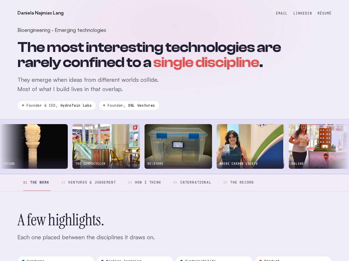 Landing-page snapshot of danielanajmias.com